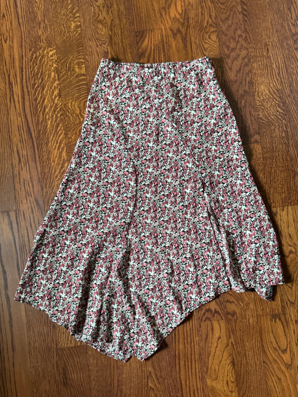 Asymmetrical Floral Pink A-Line Women's Midi Skirt